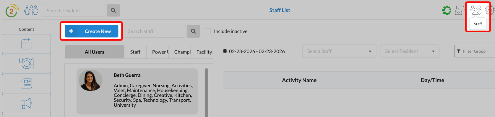 Staff Logins
